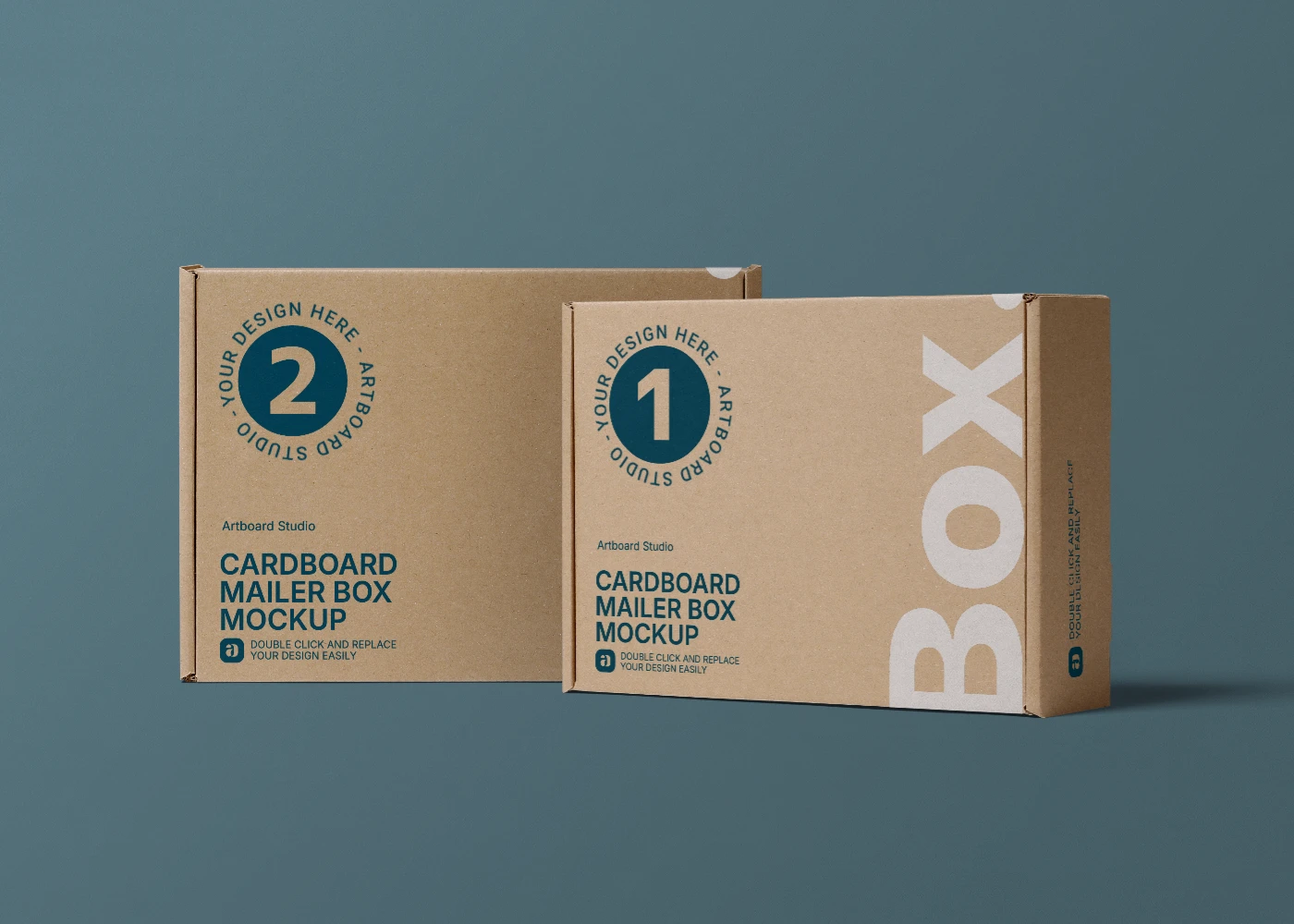 Cardboard box mockup from front view