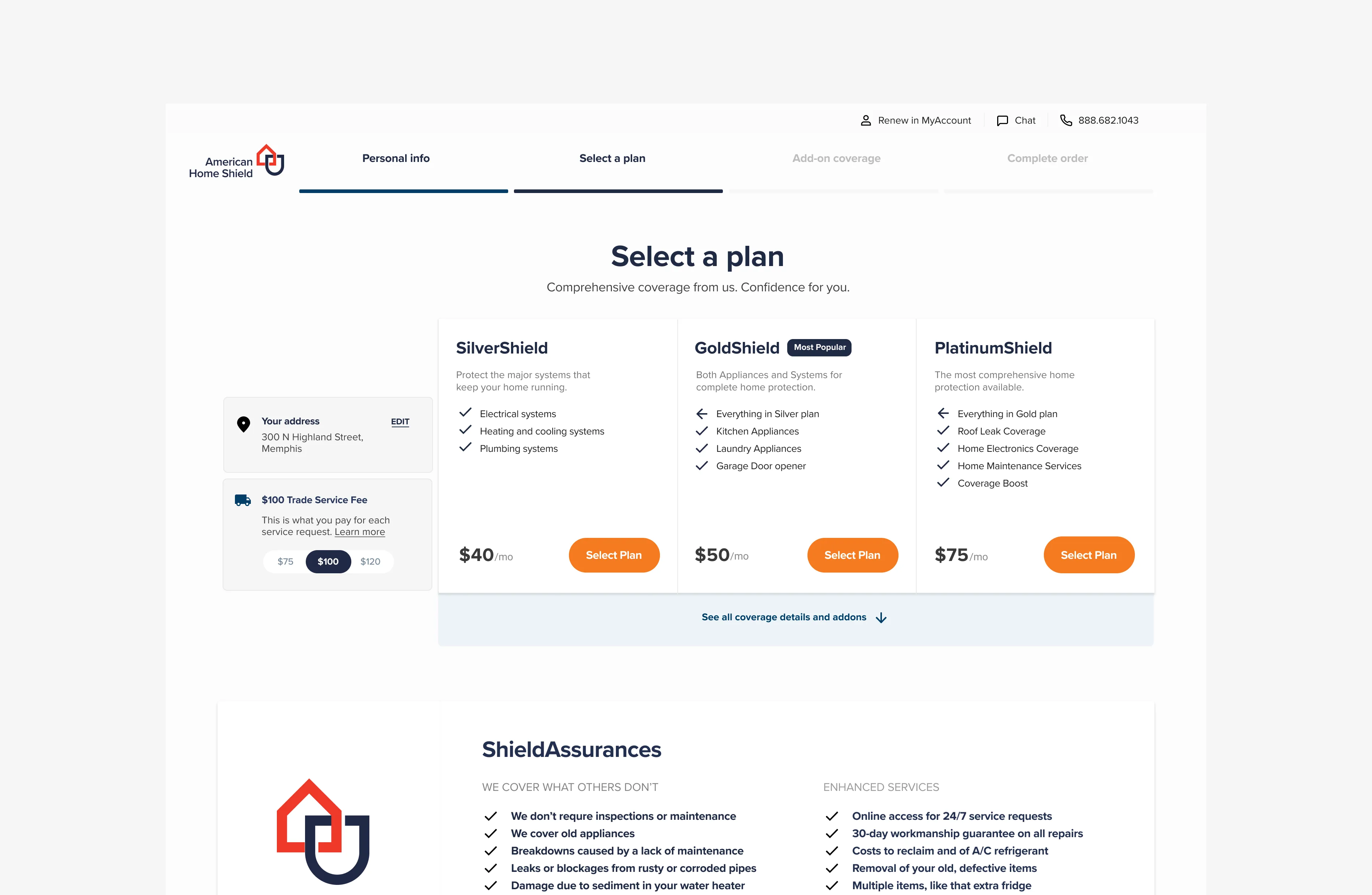 American Home Shield Select Plan page