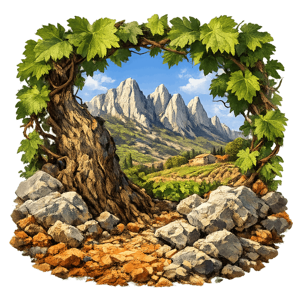 Detailed graphic of the Gigondas wine region.