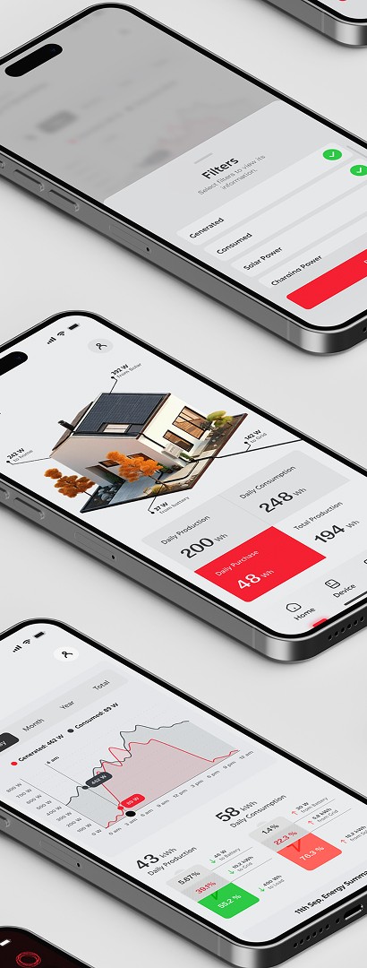 OneTronix Solar Mobile App Screens Mockup Mobile