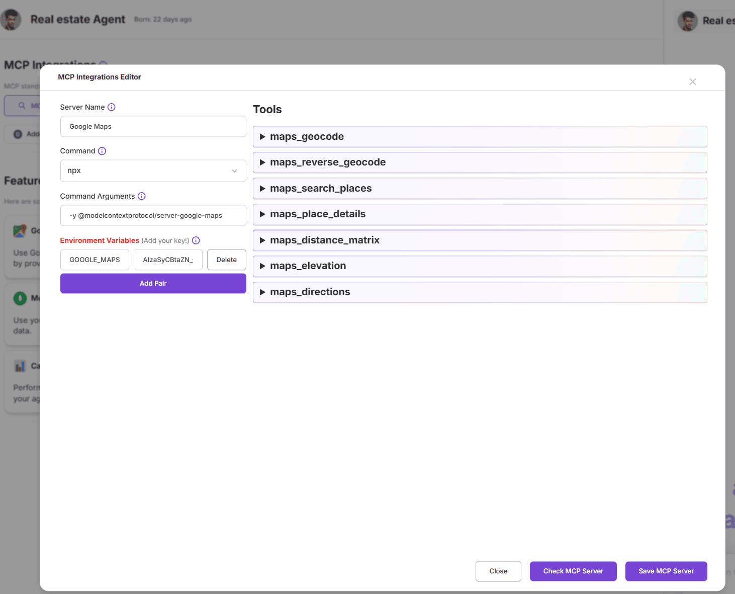 Google Maps MCP Tool