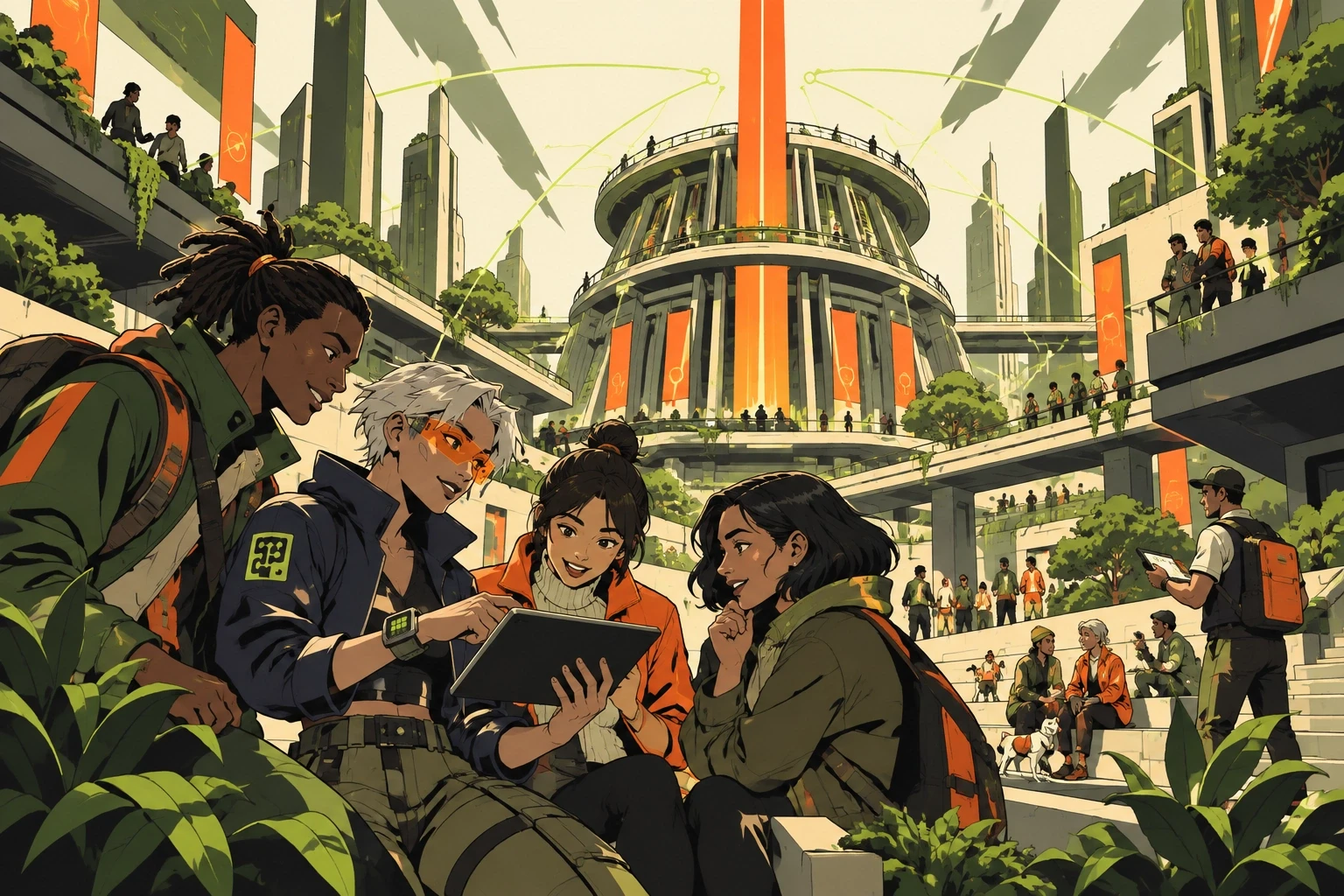 KAI and neighbors in a sunlit city where a public network is working again