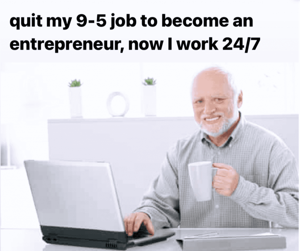Recruitment meme capturing the highs and lows of the gig economy, from freedom to hustle.