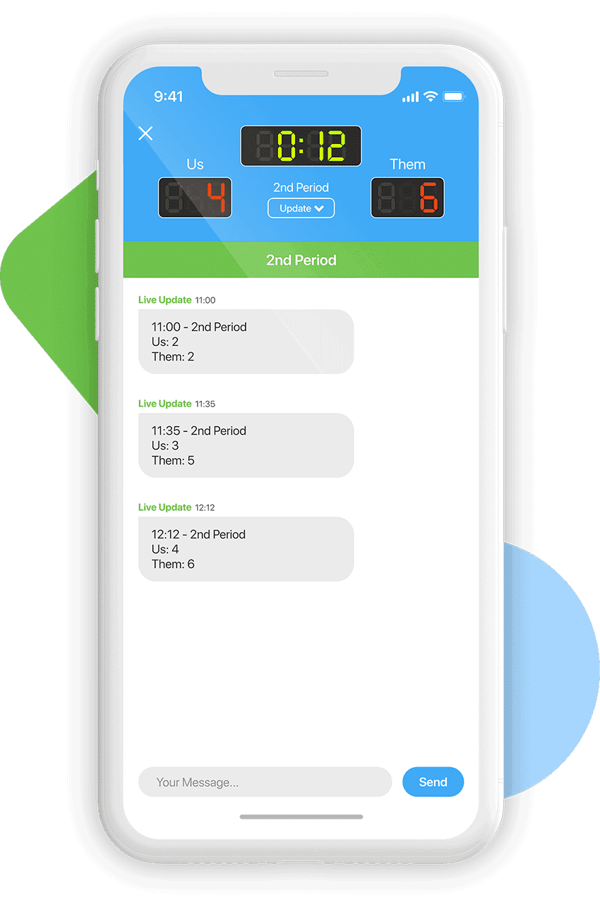 A Digital Game Sheet in TeamLinkt to view live scoring and stats. 