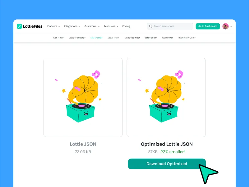 Optimize Lottie JSON Converter
