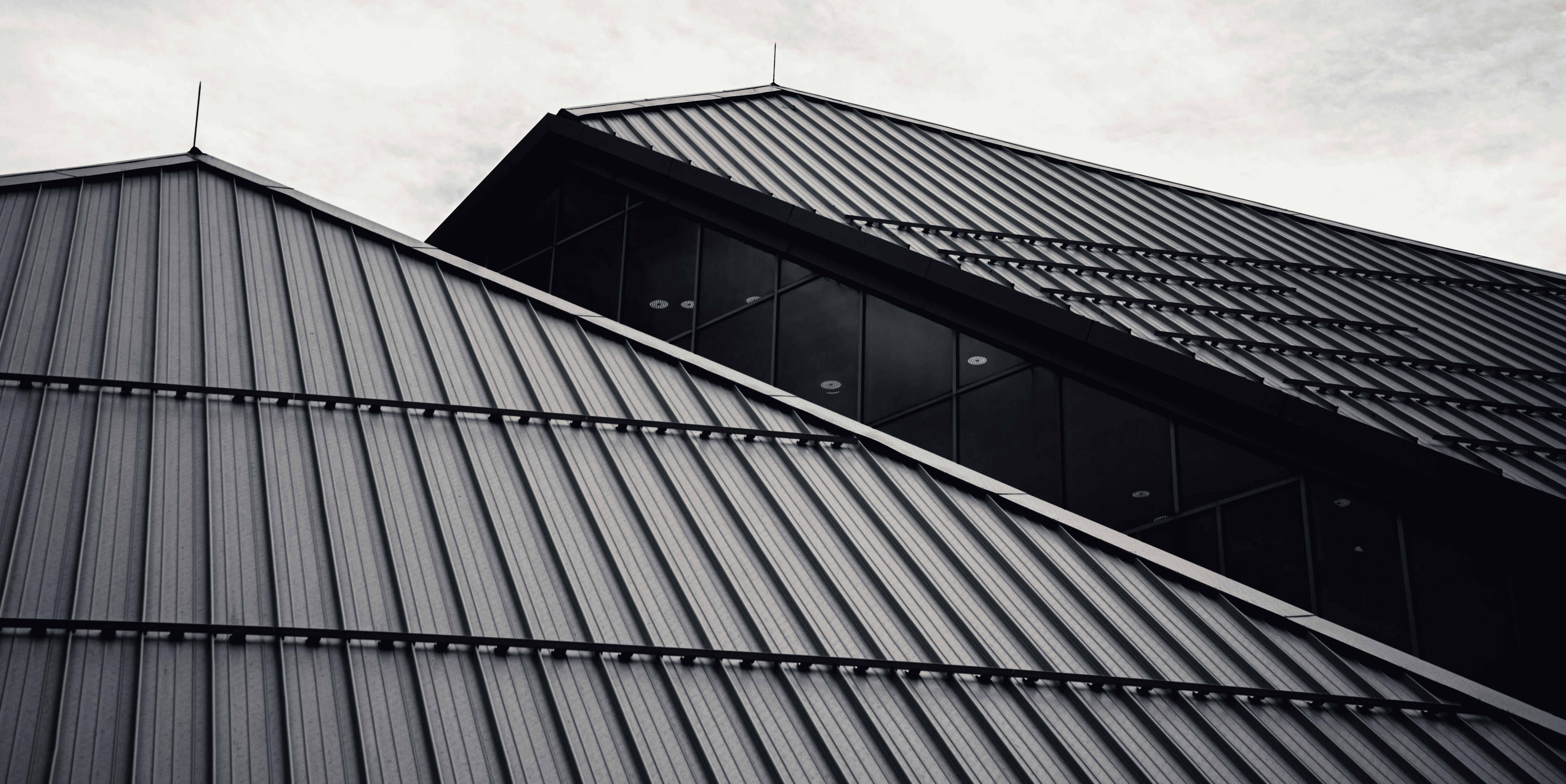 black and white glass building