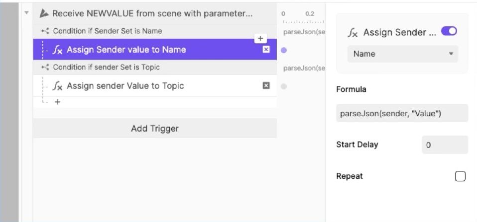 Assign values in the scene