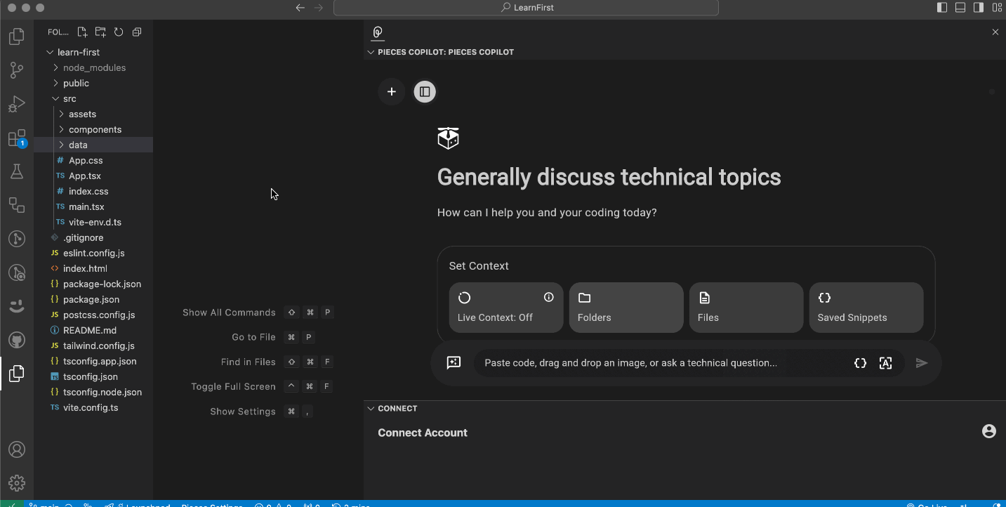 Chatting with Pieces Copilot in VS Code about a Webpack migration.