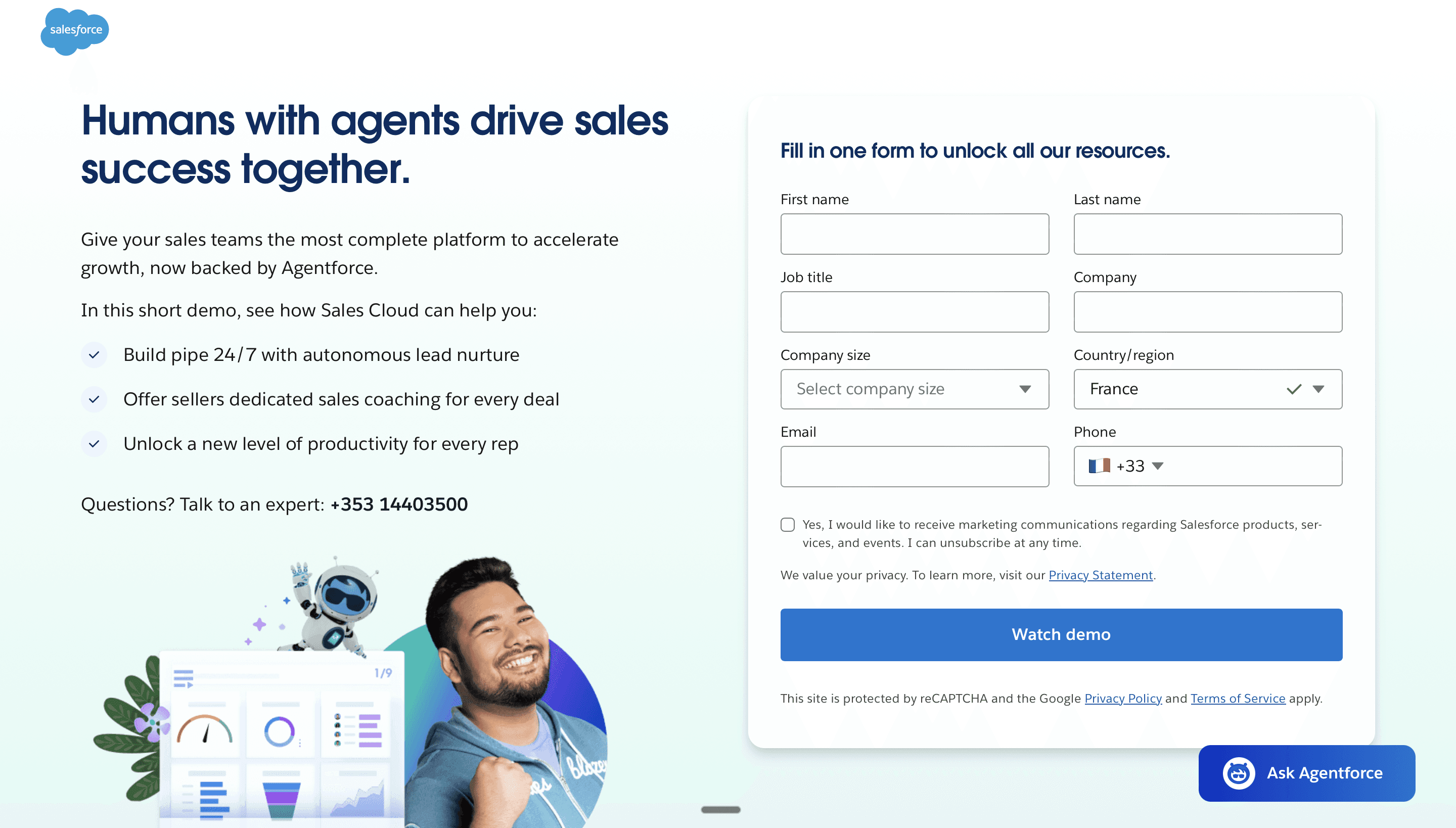 Salesforce landing page