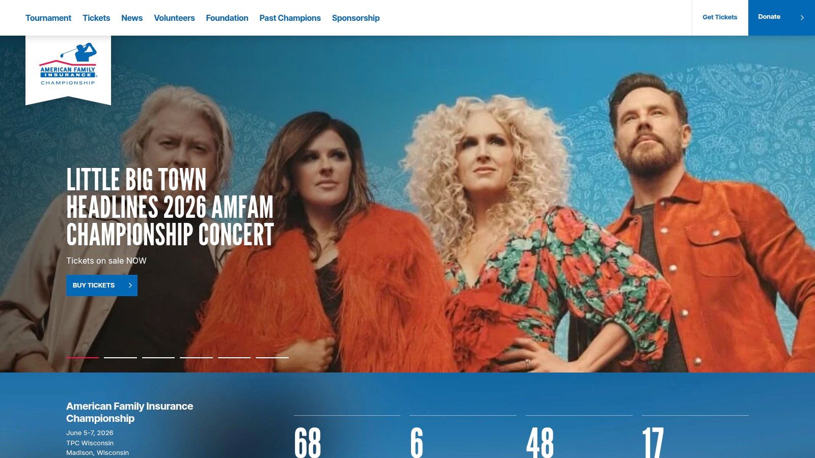 Image of the American Family Insurance Championship concert announcement, a key ancillary event.