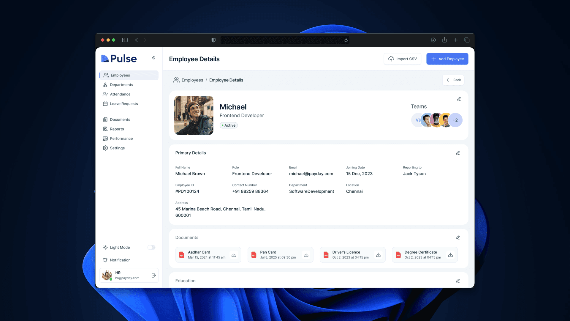 View profile dashboard