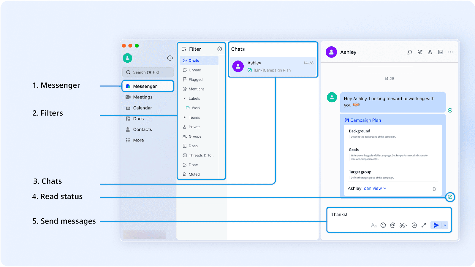 Lark messenger interface