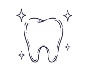 Hand-drawn illustration of a clean sparkling tooth for teeth whitening