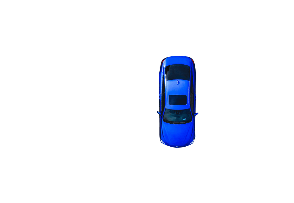 View from above: blue car 