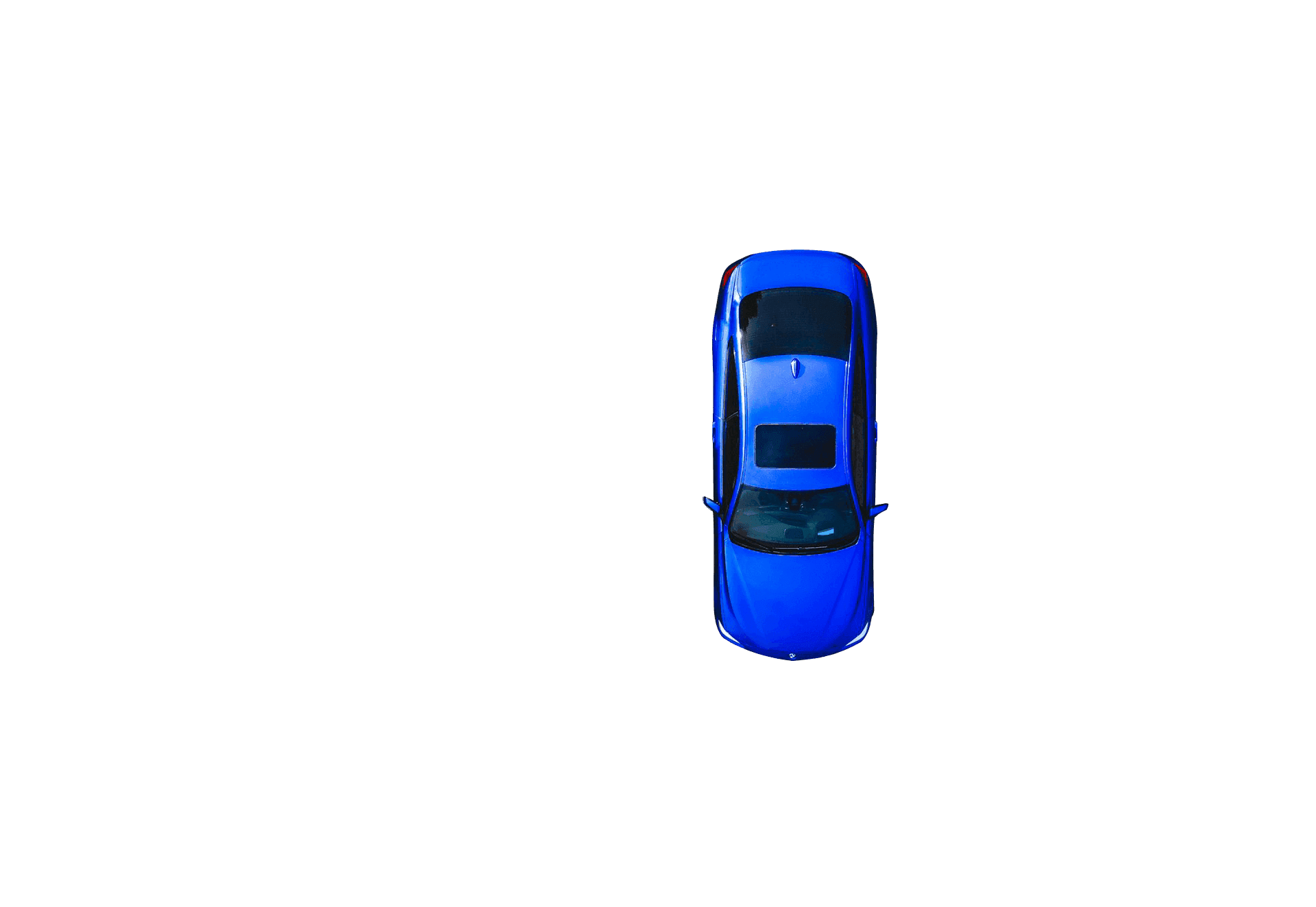 View from above: blue car