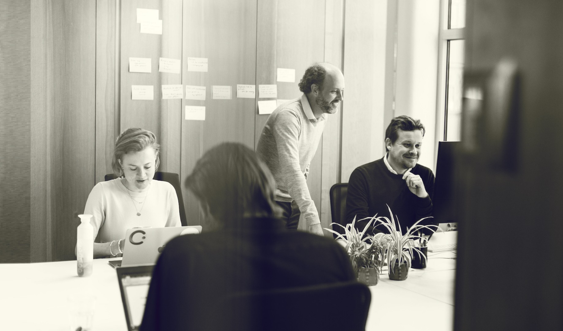 4 members of the Caro Health team work at their office