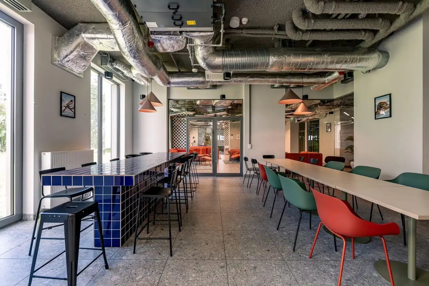 Shared common and study area at student accommodation in Warsaw, Poland