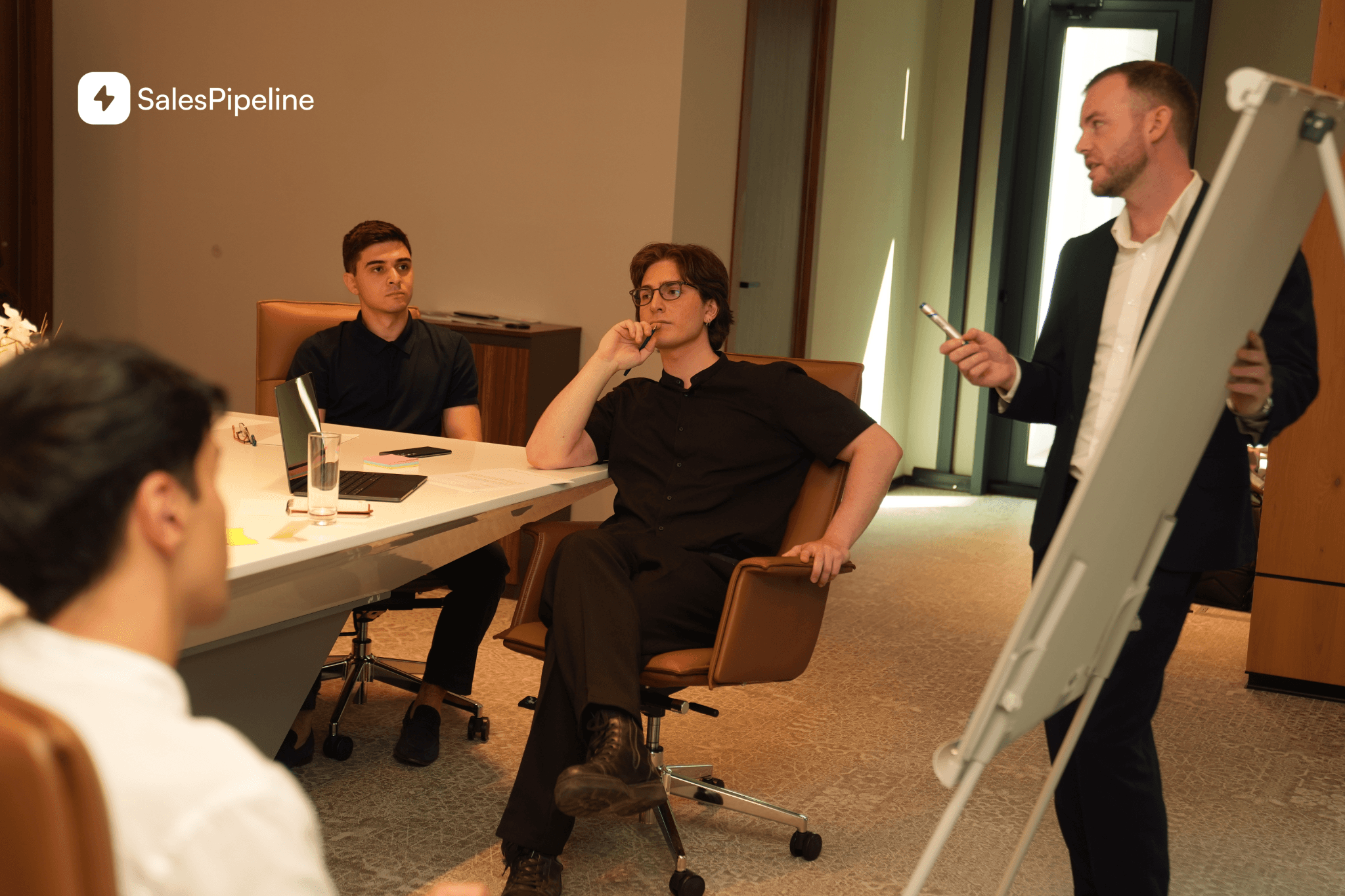 Five review measures for a first outbound channel: account fit, relevant conversations, accepted opportunities, progression and wins, and partner effort. Placement/use: After the measurement section, before the closing section.