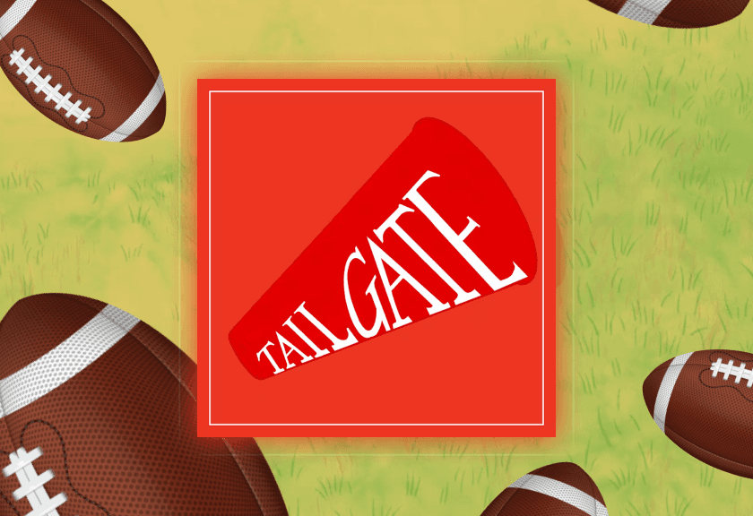 Super Bowl party invitation with gold and blue colors