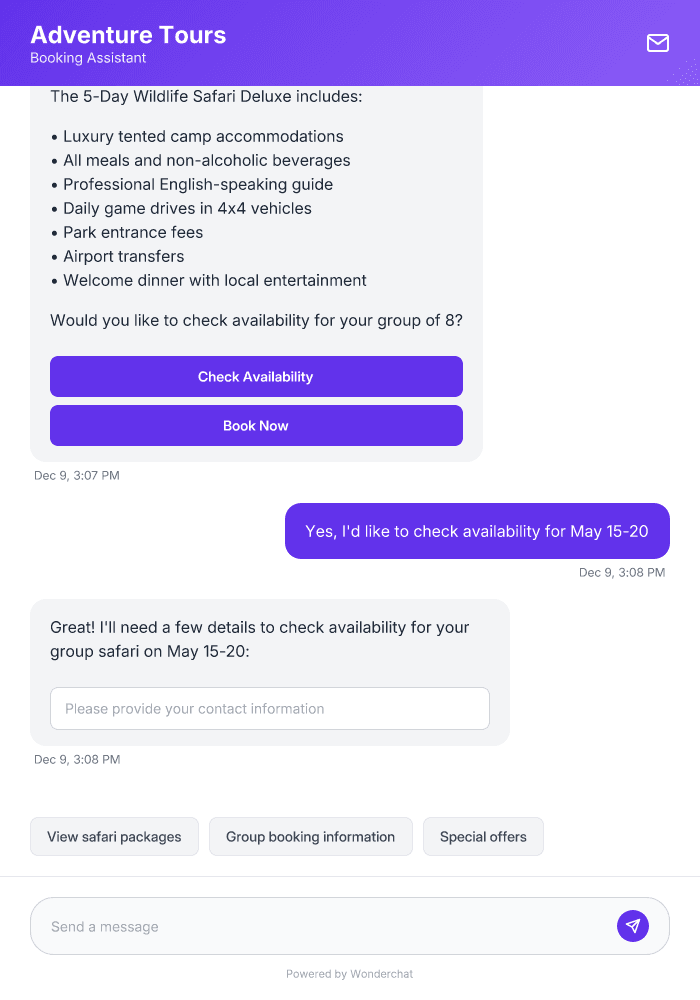 Tour Operator Booking AI Agent Template