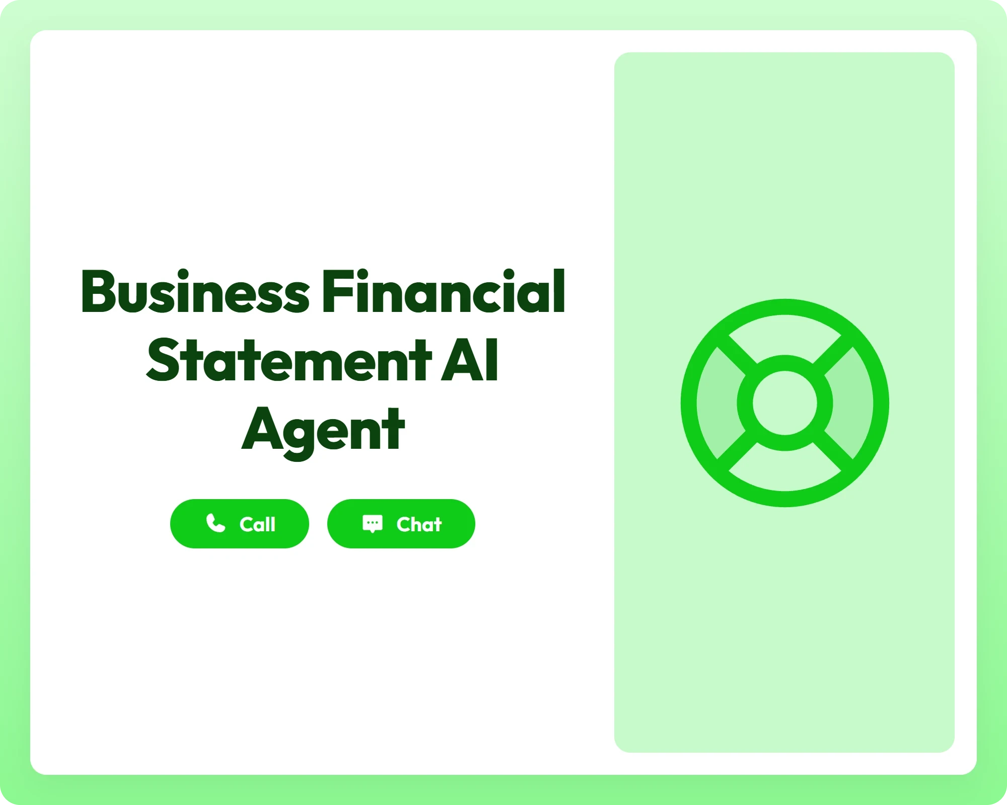 business financial statement ai agent supports call and chat with lifebuoy icon for financial guidance