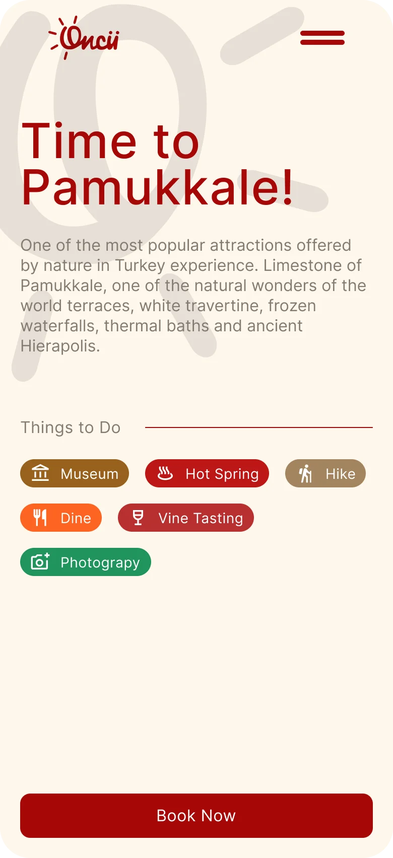 website Mobile mockup tour details