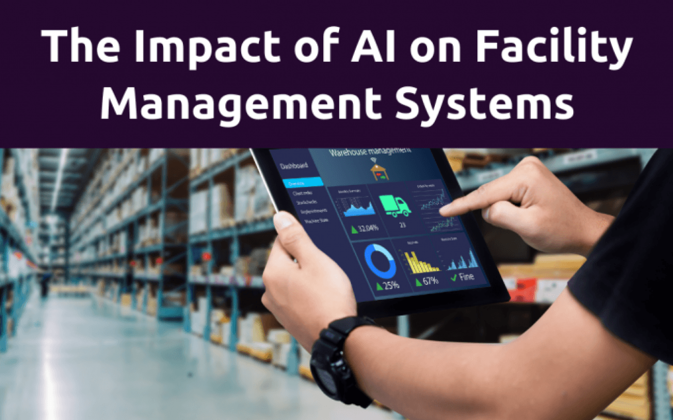 Tablet displaying AI-driven analytics in a warehouse setting.