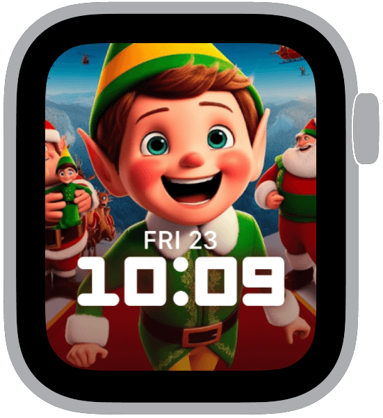 Christmas Characters Apple Watch face with hand-drawn holiday illustrations
