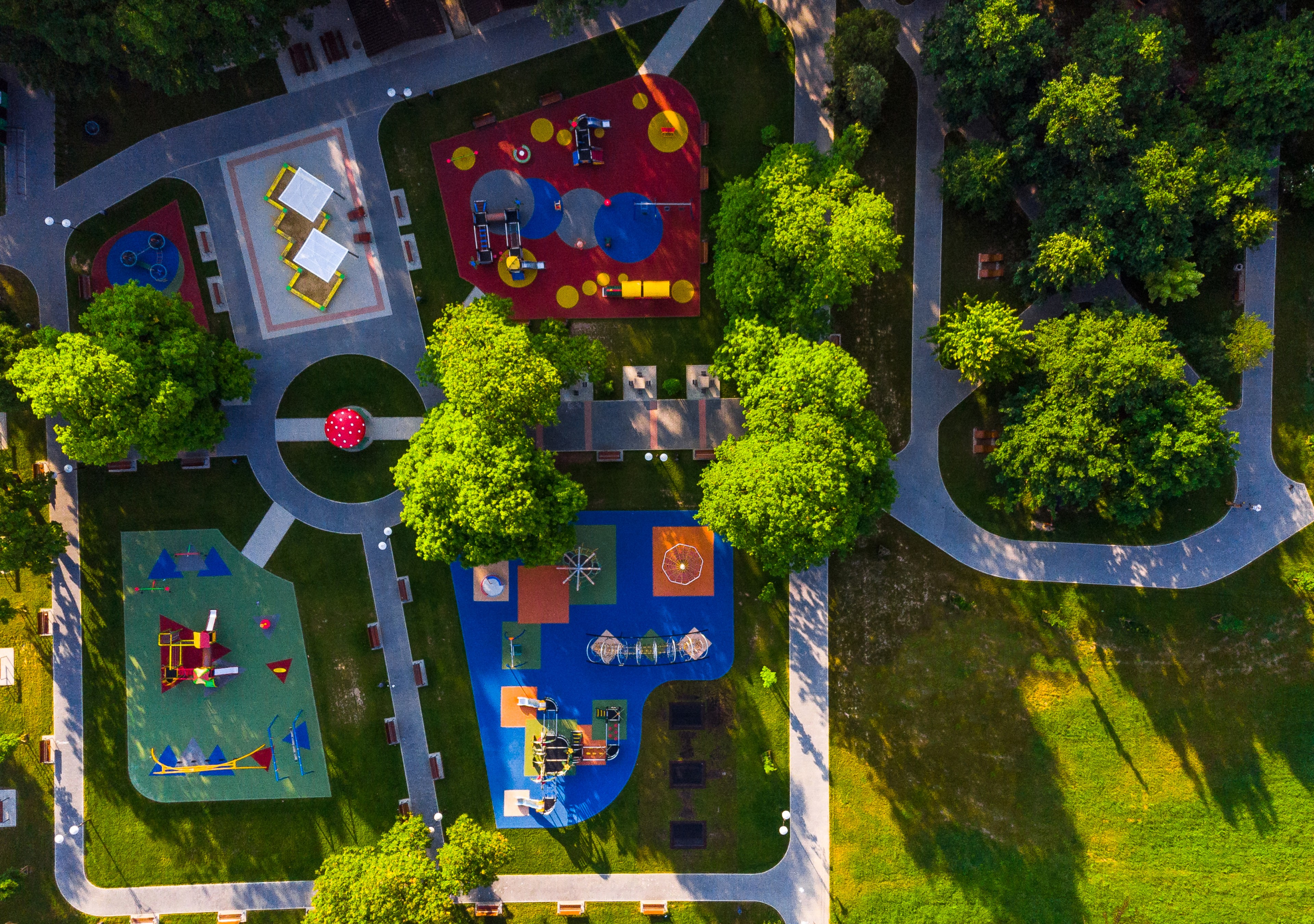 overhead view of a playground