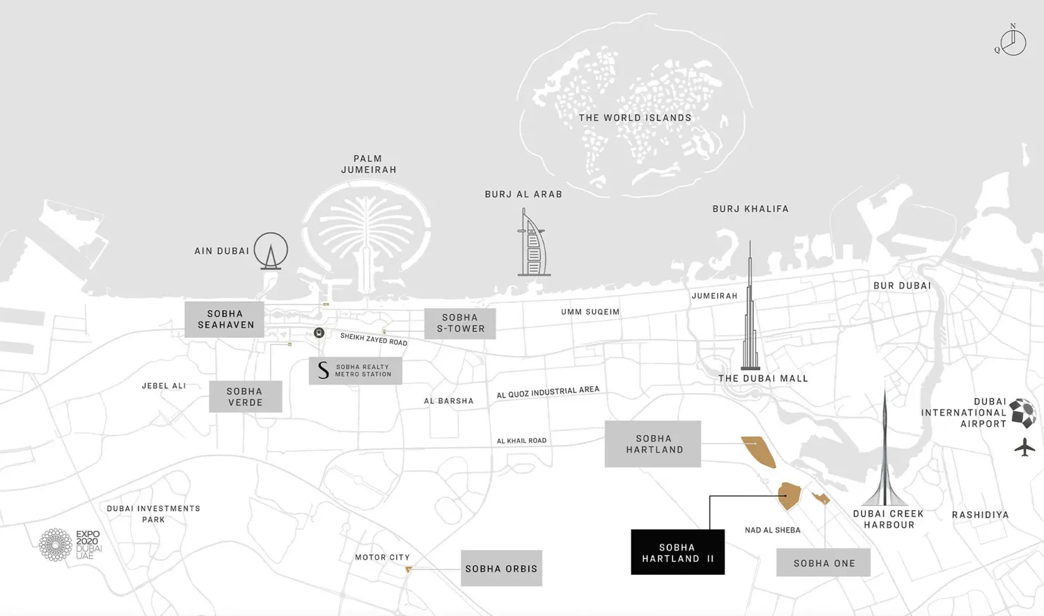 Sobha Hartland 2 Location Map