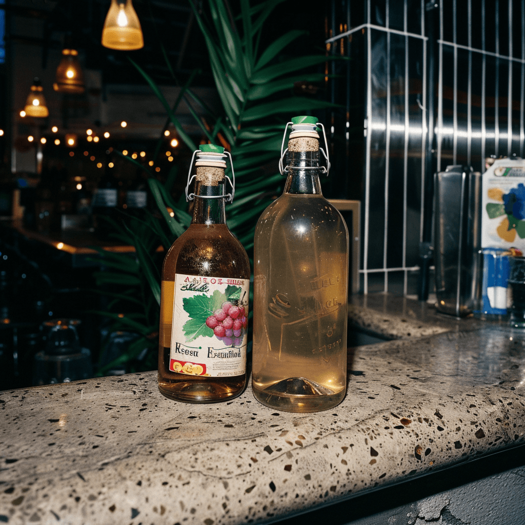 Bottles of olive standing on the marble counter