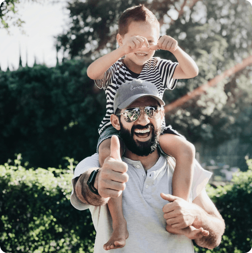 dad and child achieve your savings goals