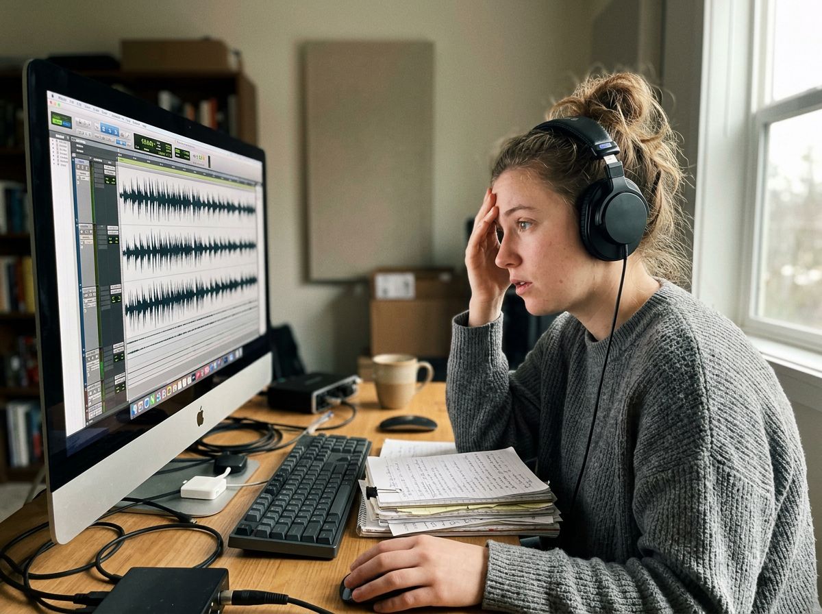 Professionnelle face à un long enregistrement audio à retranscrire