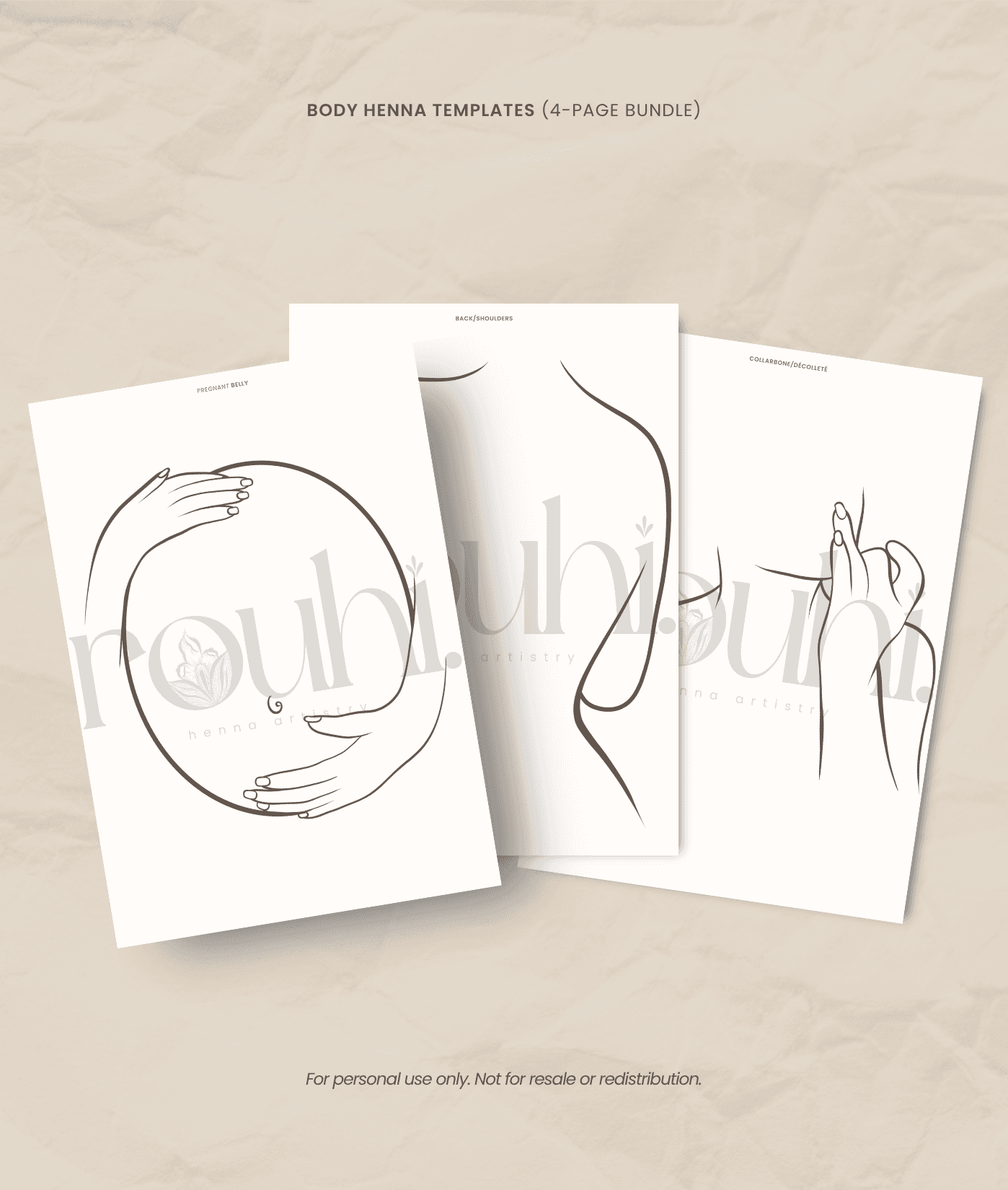 Body henna templates by Rouhihenna in Singapore.