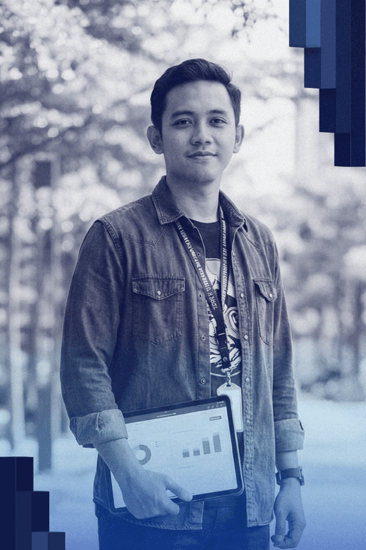 woman sitting around table holding tablet