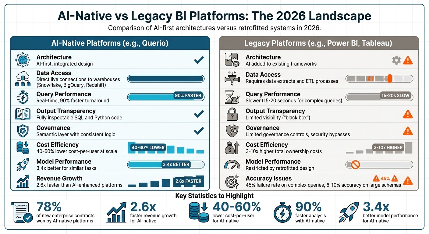 AI-Native vs Legacy BI Platforms: Performance and Cost Comparison 2026