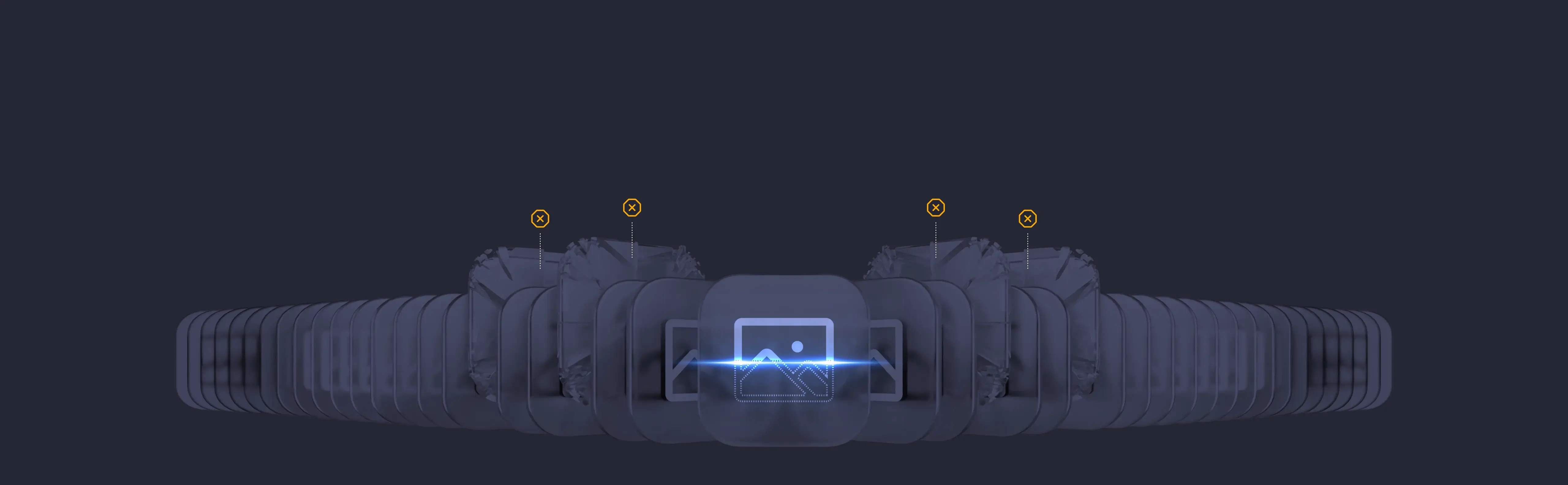 Symmetrical arrangement of 6 filtered image stack, excluding damaged ones in 3D space