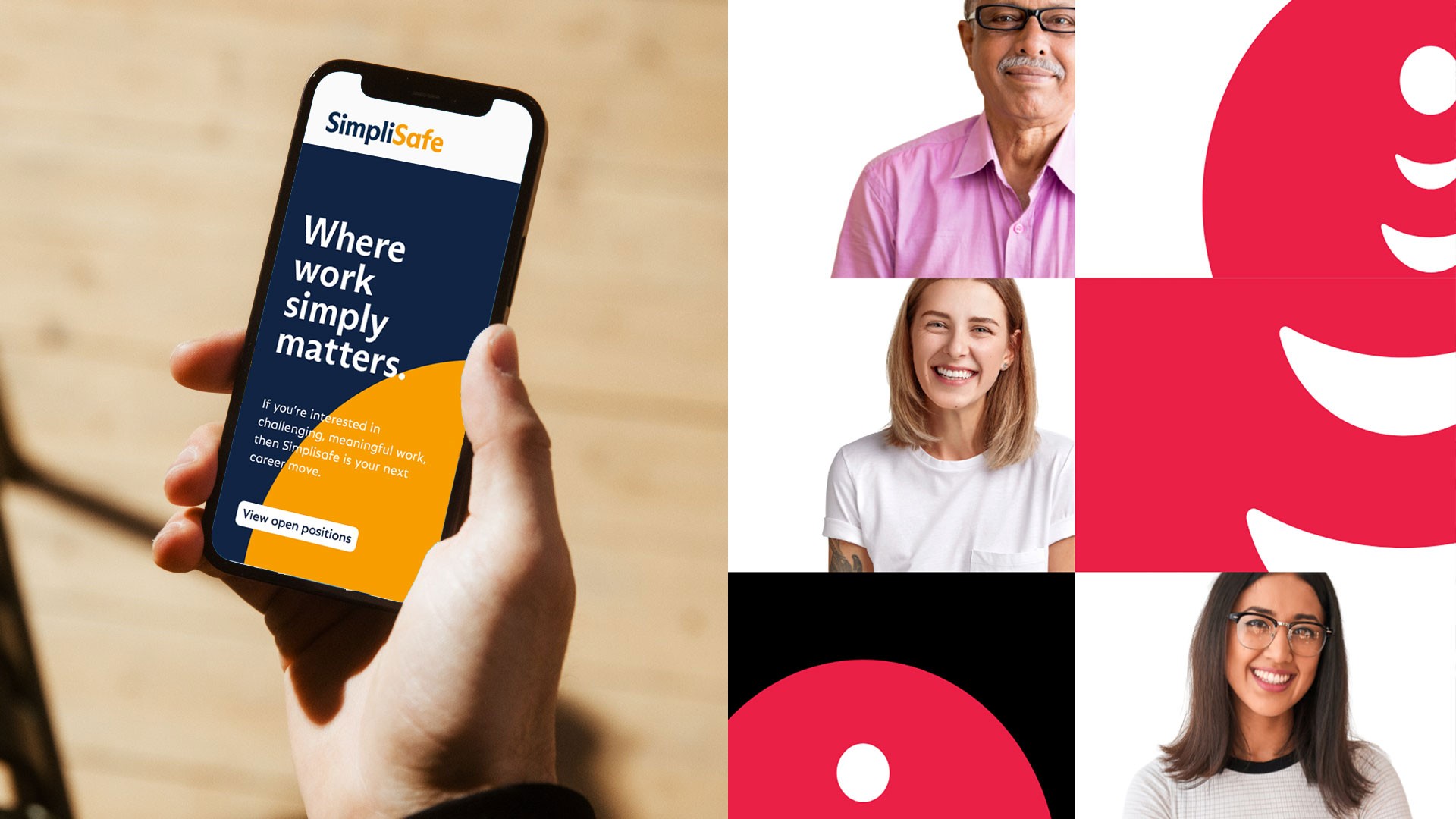 Collage of brand design work in mobile in photography and conceptual work