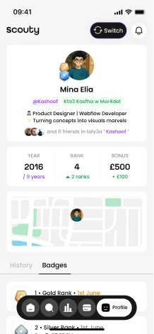 Screen for Scouty mobile application