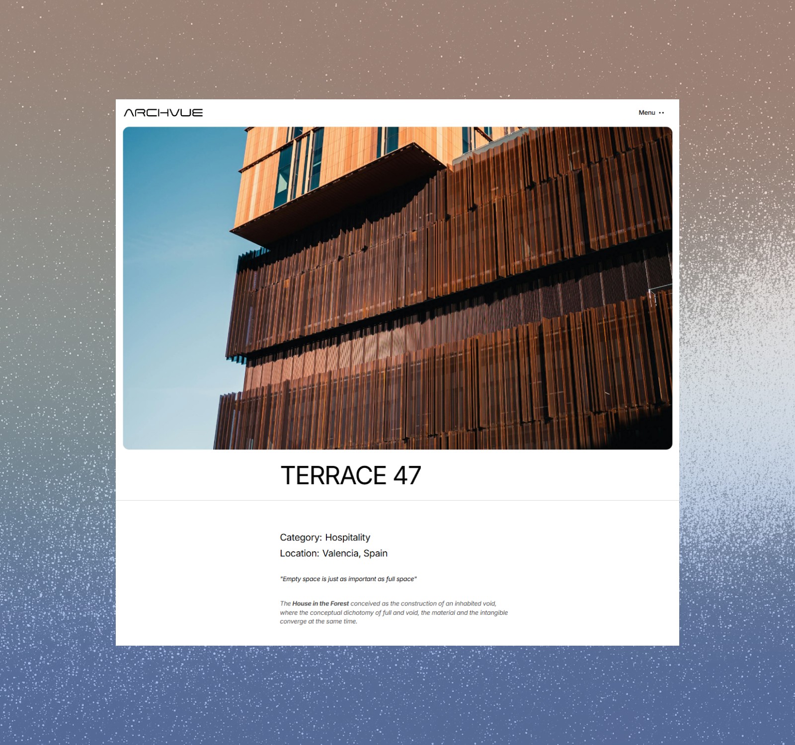 Archvue — Architect showcase portfolio