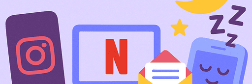 Icons of Instagram, Netflix and email for digital wellbeing challenge