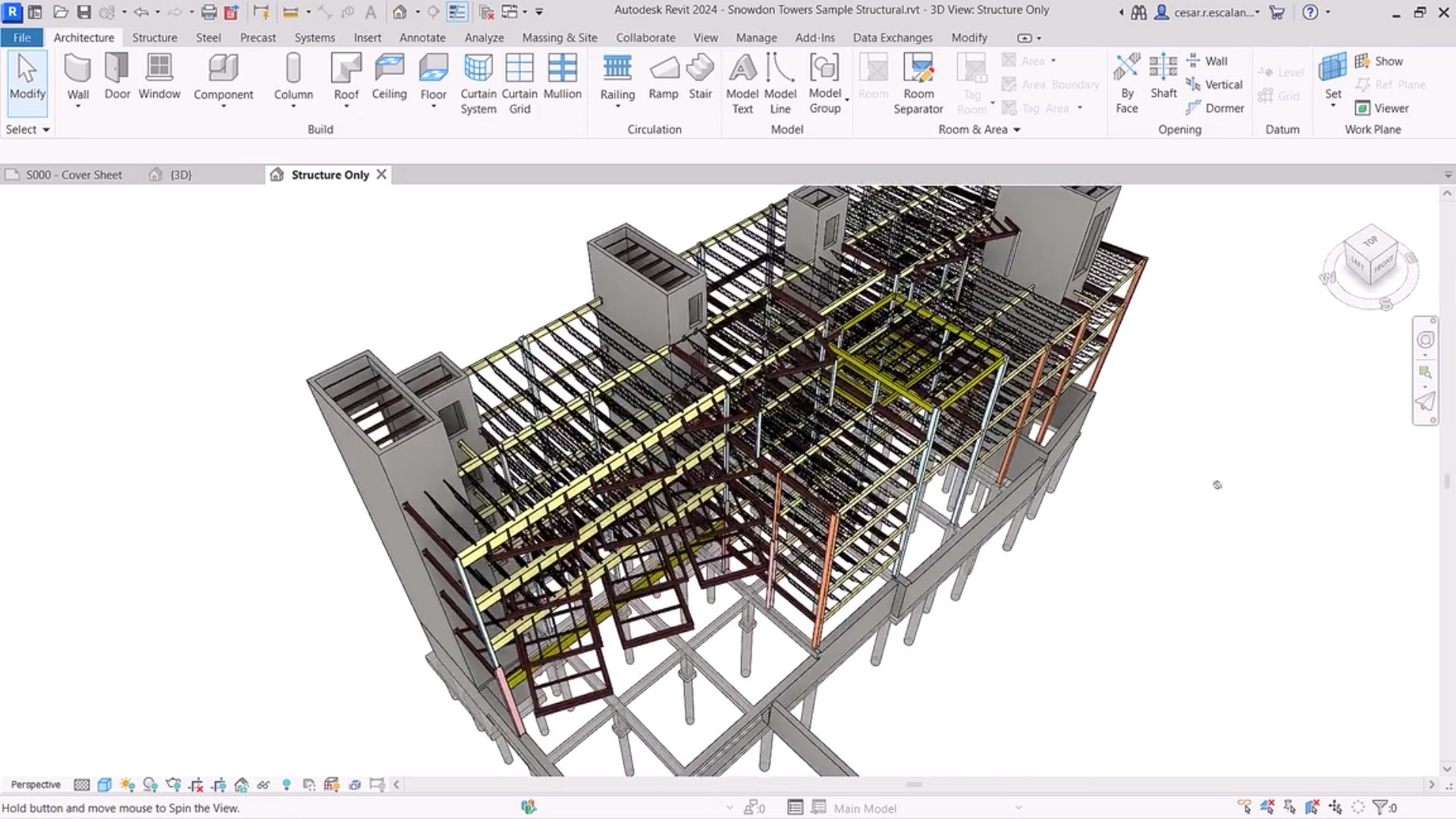 Construction model made with Revit running on a cloud computer