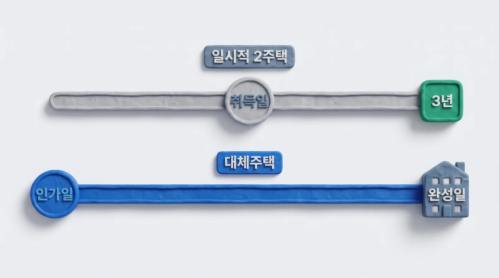일시적 2주택은 취득일부터, 대체주택은 사업시행인가일부터 기간을 세는 대비
