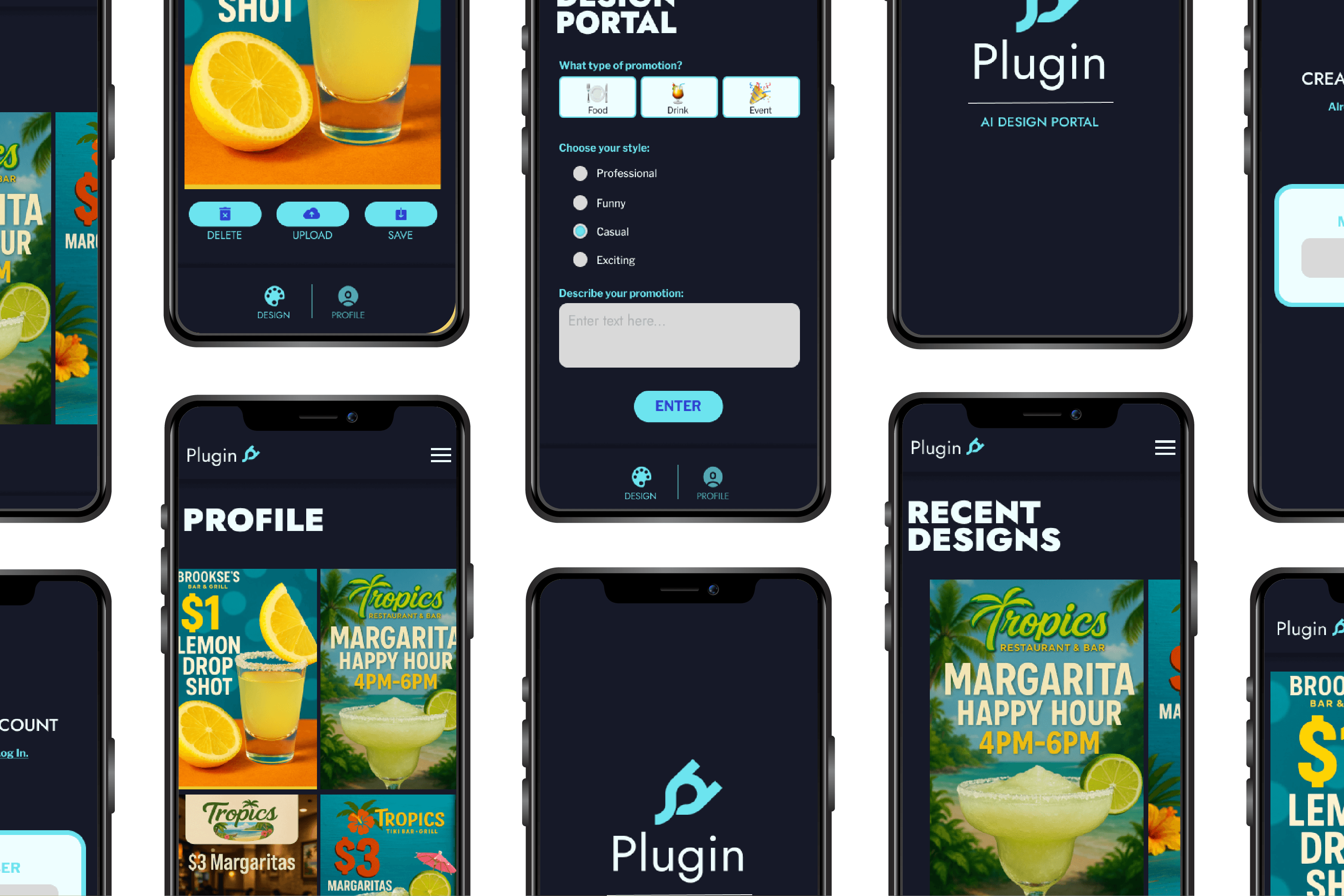 A laptop displaying vibrant images sits on a desk, surrounded by colorful lighting and plants.