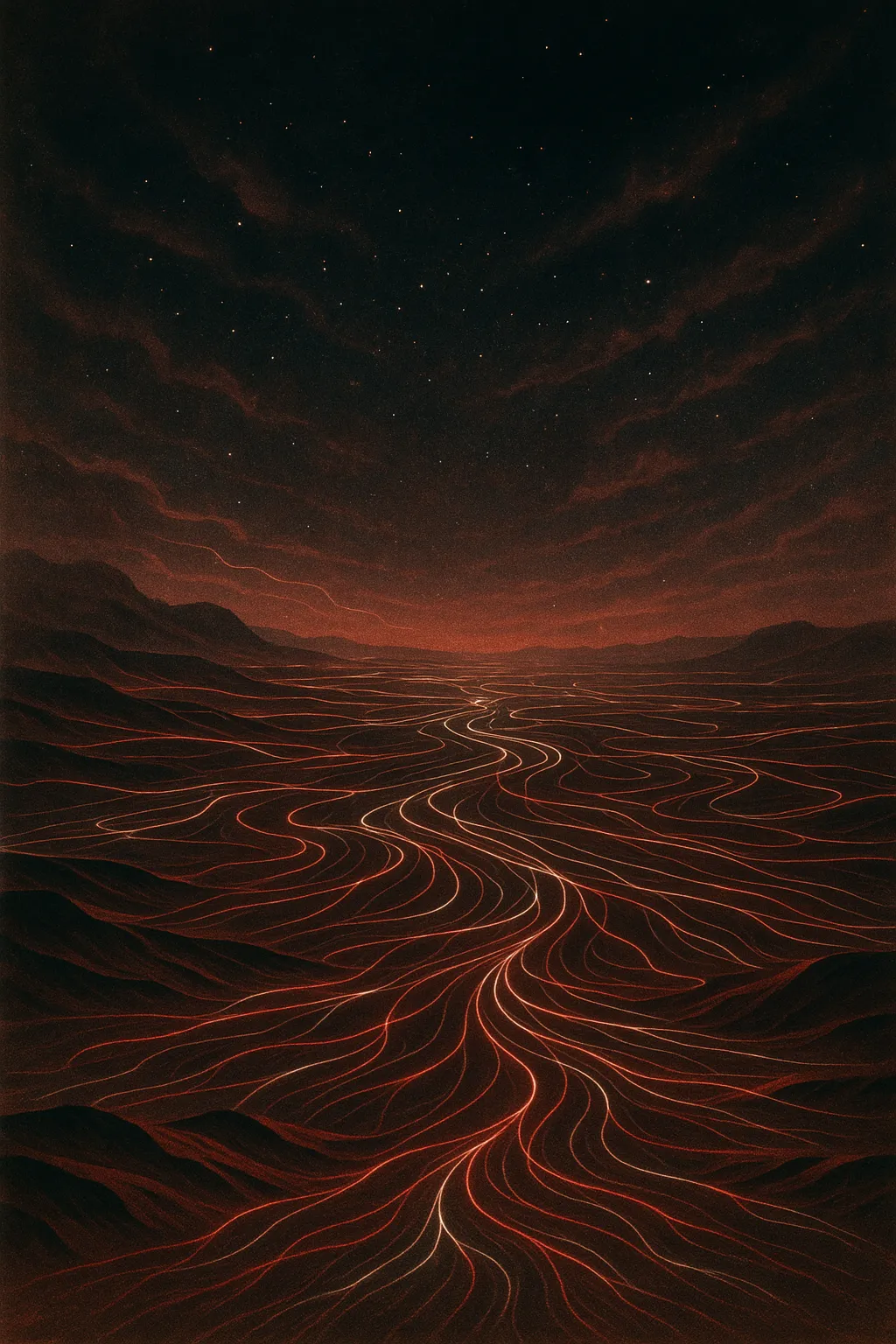 Futuristic landscape with glowing lines, representing RockN' Socials Digital Marketing.