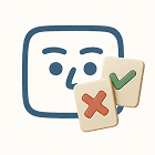 Cartoon face icon holding 2 flashcards, representing the pocket quiz persona