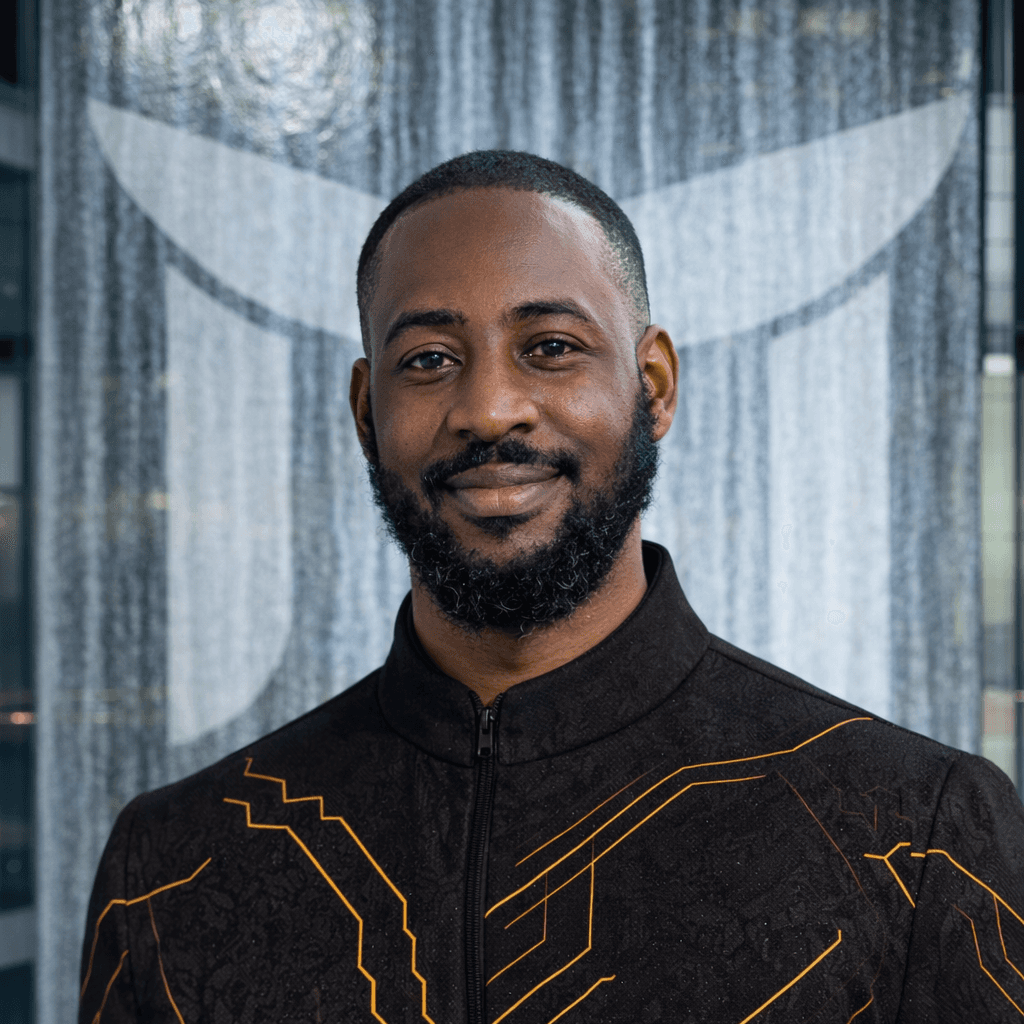man wearing black crew-neck shirt