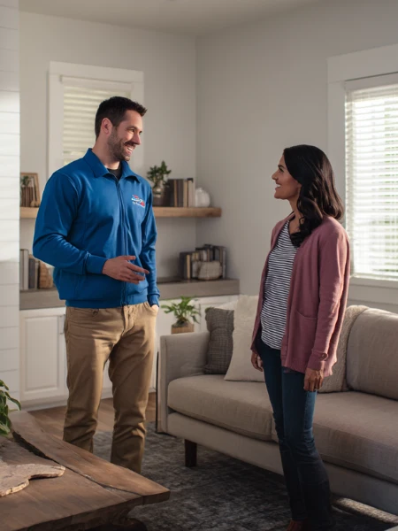HVAC Employee talking with customer