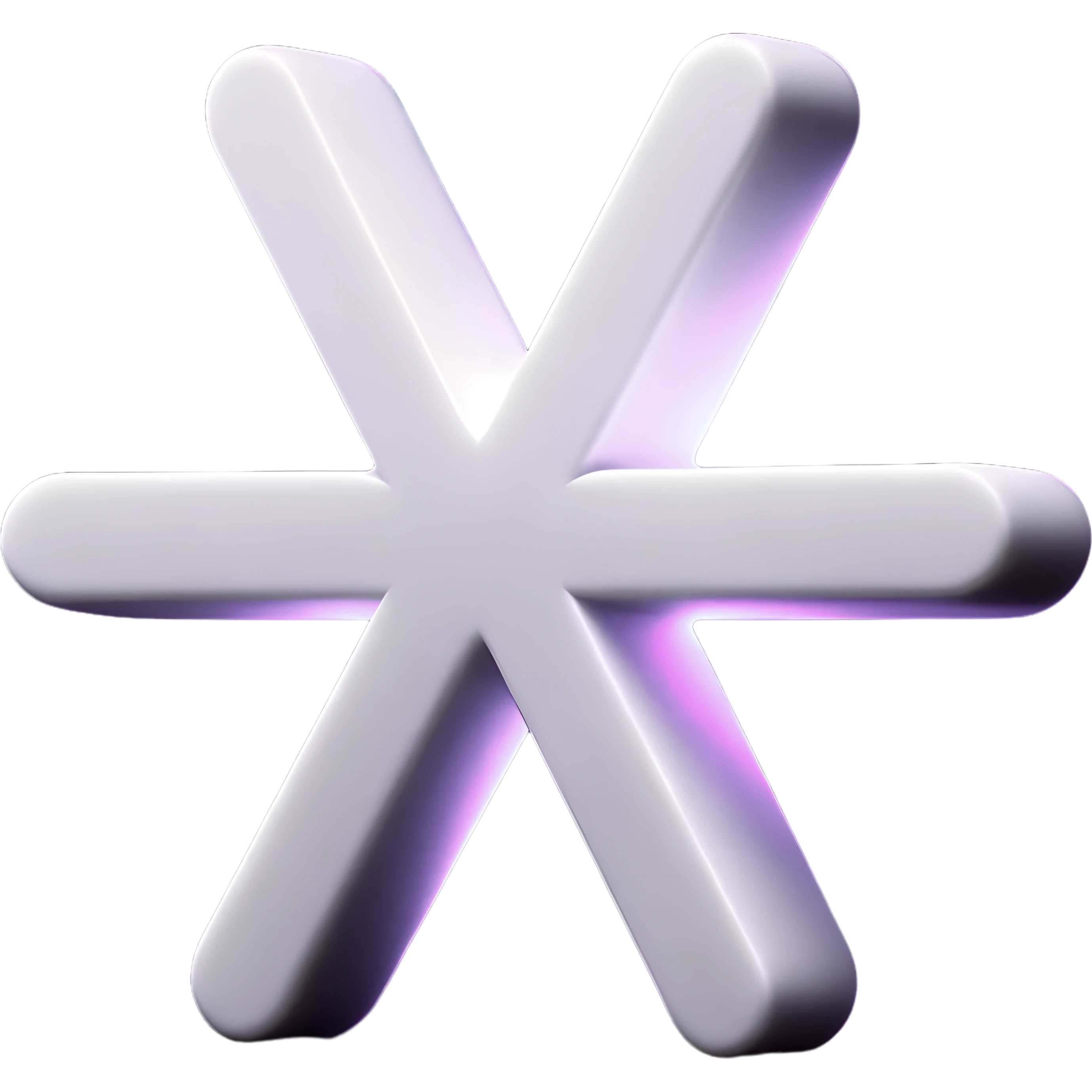 A 3D asterisk icon