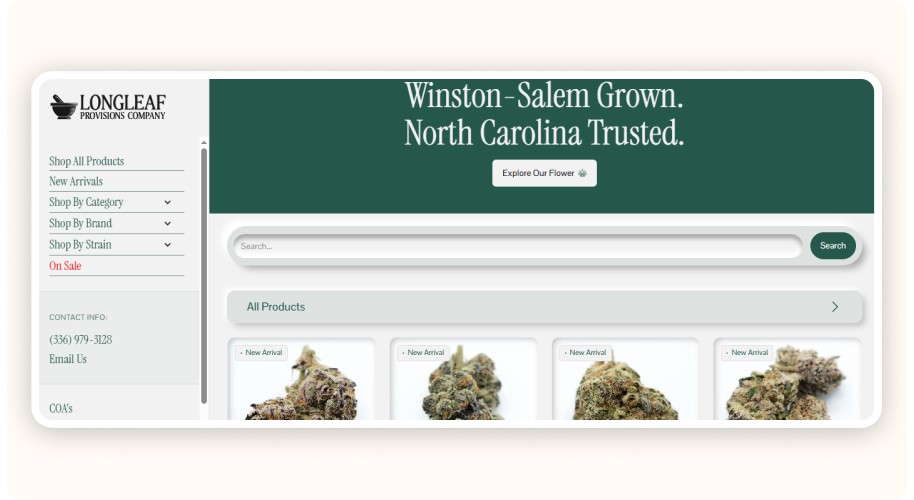 Longleaf Provisions homepage